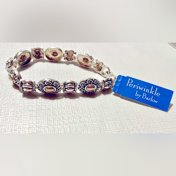 NEW SILVER And GOLD TONE BRACELET PERIWINKLE BY BARLOW With TAG - Picture 2 of 10